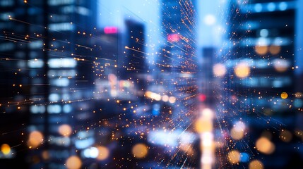 Aufkleber - Dynamic Cityscape at Night with Colorful Bokeh and Light Trails : Generative AI