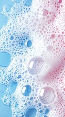 Poster - Bubbles rise and pop among vibrant soap foam in shades of pink and blue, casting a whimsical feel