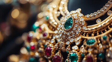Aufkleber - Intricate jewelry with sparkling gems and gold accents showcasing luxury and elegance : Generative AI