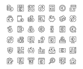 Wall Mural - Euro icons. Outline symbols collection. Premium vector line icons set