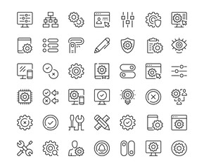 Poster - Settings icons. Outline symbols collection. Premium vector line icons set