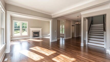 Poster - Vacant Living Room with Elegant Design and Natural Light Streaming Through Windows : Generative AI