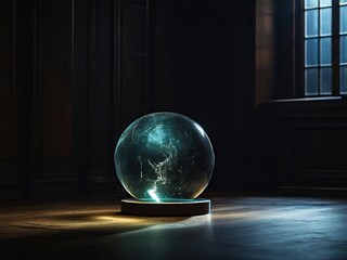 Wall Mural - glass globe on a dark background