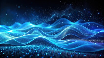 Wall Mural - abstract blue energy waves a digital visualization of flowing particles and glowing lines