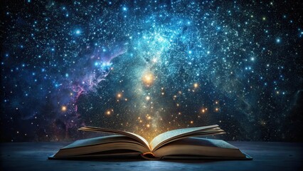 Wall Mural - An Open Book Reveals a Universe of Celestial Wonders and Cosmic Mysteries