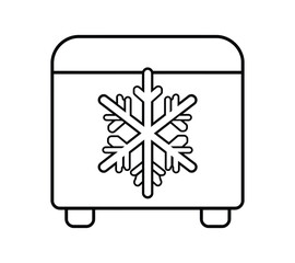 Poster - Ice box with a snowflake design, silhouette, outline, vector, illustration, isolated on a white background