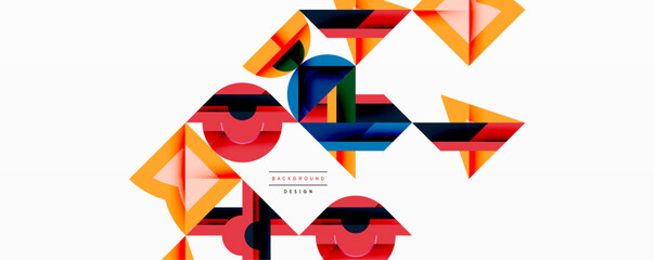 Aufkleber - Minimal geometric abstract background. Circle square and triangle design