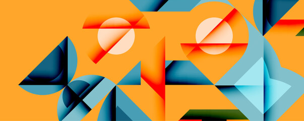 Poster - Circles squares lines abstract background
