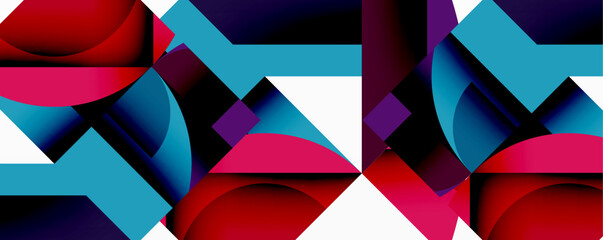Aufkleber - Abstract geometric composition with interlocking circular and angular shapes, featuring smooth gradients and sharp contrasts on a white background