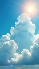 billowy cumulus clouds float on a warm sunny summer afternoon in florida's clear blue sky, fluffy, s