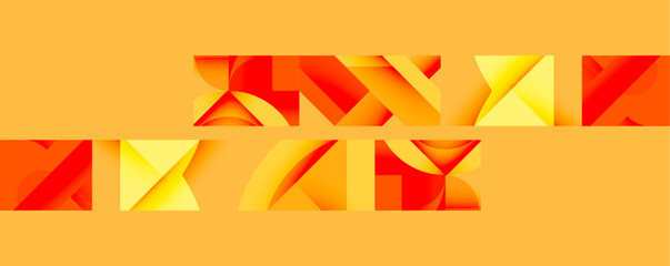 Aufkleber - Abstract geometric composition with interlocking circular and angular shapes, featuring smooth gradients and sharp contrasts on a white background