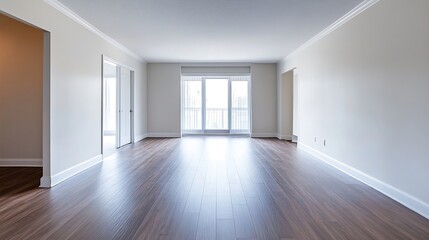 Poster - Spacious Unfurnished Living Room with Modern Design and Natural Light : Generative AI