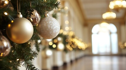 Aufkleber - Elegant Christmas Ornaments and Soft Lights to Create a Festive Holiday Atmosphere : Generative AI