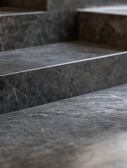 Poster - Elegant Close Up View of Dark Marble Stairs in Contemporary Interior Design : Generative AI