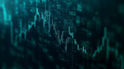 Poster - Abstract Teal Stock Market Data Visualization