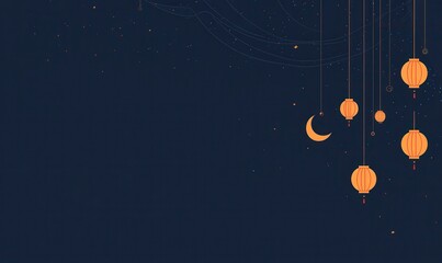 Poster - Night Sky Lantern Decor Asian Style