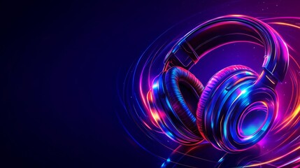 Poster - Neon Headphones: Immersive Soundscape