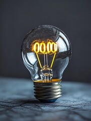Poster - Vintage filament bulb glowing in dark ambient lighting : Generative AI