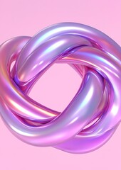 Canvas Print - Glossy Twisted Knot on Pink Backdrop.  Abstract design element for creative projects