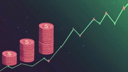 Poster - Financial Growth: Illustrative Representation of Increasing Wealth and Investment Returns