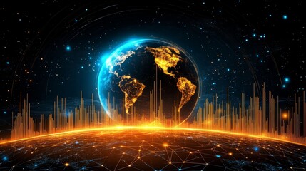 Aufkleber - Global Network: A Digital Earth Visualization