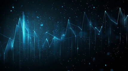 Aufkleber - Abstract Data Visualization:  Networked Lines and Glowing Points in Dark Blue