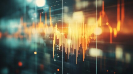 Poster - Abstract Financial Data Visualization: Orange and Teal Stock Market Chart