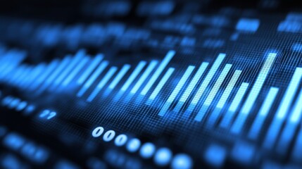 Poster - Abstract Blue Digital Data Visualization: Dynamic Bar Graph Rising