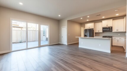 Poster - Spacious Modern Kitchen Interior with Open Layout and Natural Light : Generative AI