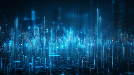 Aufkleber - Abstract Futuristic Cityscape: Digital Metropolis at Night