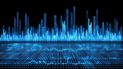 Poster - Futuristic Cityscape: Digital Skyline and Grid
