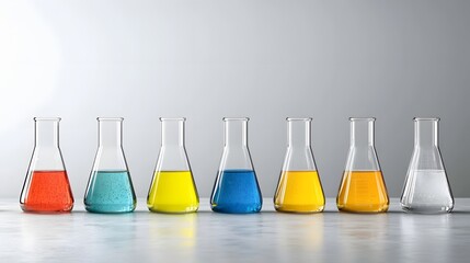 Poster - Colorful Chemical Reagents in Glass Beakers Used for DNA Extraction Process in Science Laboratory