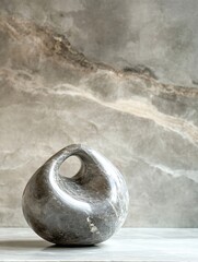 Poster - Elegant Gray Marble Sculpture on Textured Stone Background : Generative AI