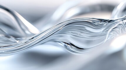 Aufkleber - Elegant clear glass wave with smooth lines capturing light reflections : Generative AI