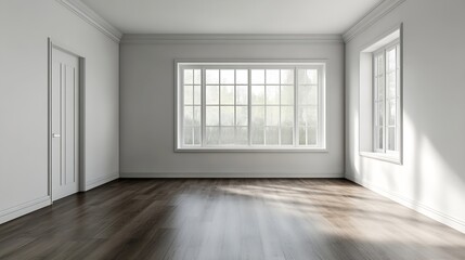 Poster - Bright and Spacious Empty Room with Natural Light and Open Windows : Generative AI