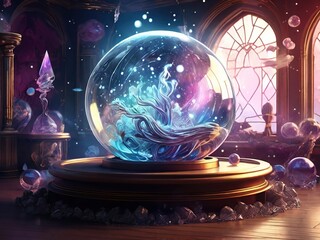 Wall Mural - magic crystal ball on a dark background