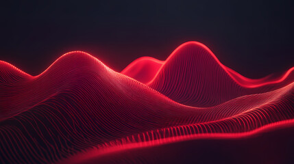 Wall Mural - 3d render, red speed neon light trail on dark background, abstract motion curve light beam of fast m