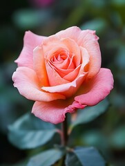 Fototapete - Stunning Pink Rose Blossom Showcasing Delicate Petals in a Beautiful Garden Setting : Generative AI