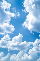 Leinwandbilder - Bright Blue Sky with Fluffy White Clouds for a Perfect Summer Day : Generative AI
