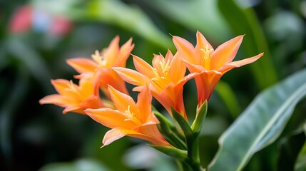 Poster - Vibrant Orange Blossoms Close Up in Lush Green Setting : Generative AI