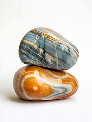 Aufkleber - Smooth Colorful Agate Stones Stacked for Natural Decoration and Relaxation : Generative AI