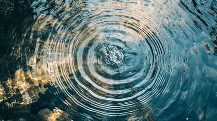 Poster - Water ripples create mesmerizing patterns under gentle sunlight, reflecting a symphony of colors that dance on the surface. Nature's calm beauty invites tranquility and contemplation