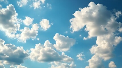 Poster - Beautiful Sky with White Clouds and Blue Background Light for Relaxation : Generative AI