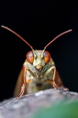Poster - Detailed Close Up of Vibrant Grasshopper with Unique Eyes and Exoskeleton : Generative AI