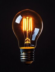 Poster - Vintage light bulb glowing warmly against a dark background showcasing retro design : Generative AI