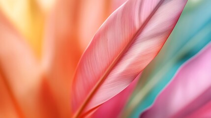 Fototapete - Colorful Feather Composition in Soft Pastel Tones for Creative Design : Generative AI
