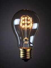 Poster - Vintage Edison Light Bulb with Warm Glow Isolated on Dark Background : Generative AI
