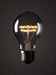 Poster - Stylish vintage light bulb glowing softly against a dark background showcasing its filament design : Generative AI