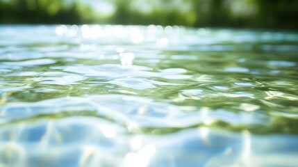 Poster - Sparkling clear water surface reflecting light creating a serene and tranquil environment : Generative AI
