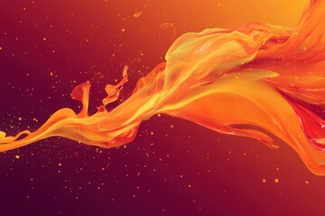 Canvas Print - Swirling orange fabric dances across a gradient crimson background